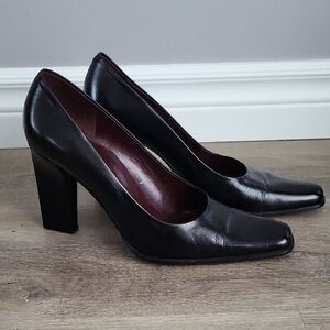 Browns Black Leather Heels
